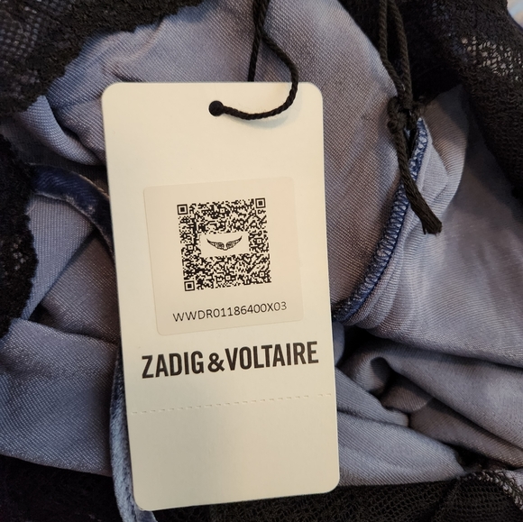 Zadig & Voltaire NWT Risty Velvet Blueberry Dress Slip Lace - Picture 7 of 9